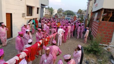 Photo of जोतिबा देवाच्या मानाच्या निनाम येथील सासनकाठीचे उंब्रजमध्ये जोरदार स्वागत